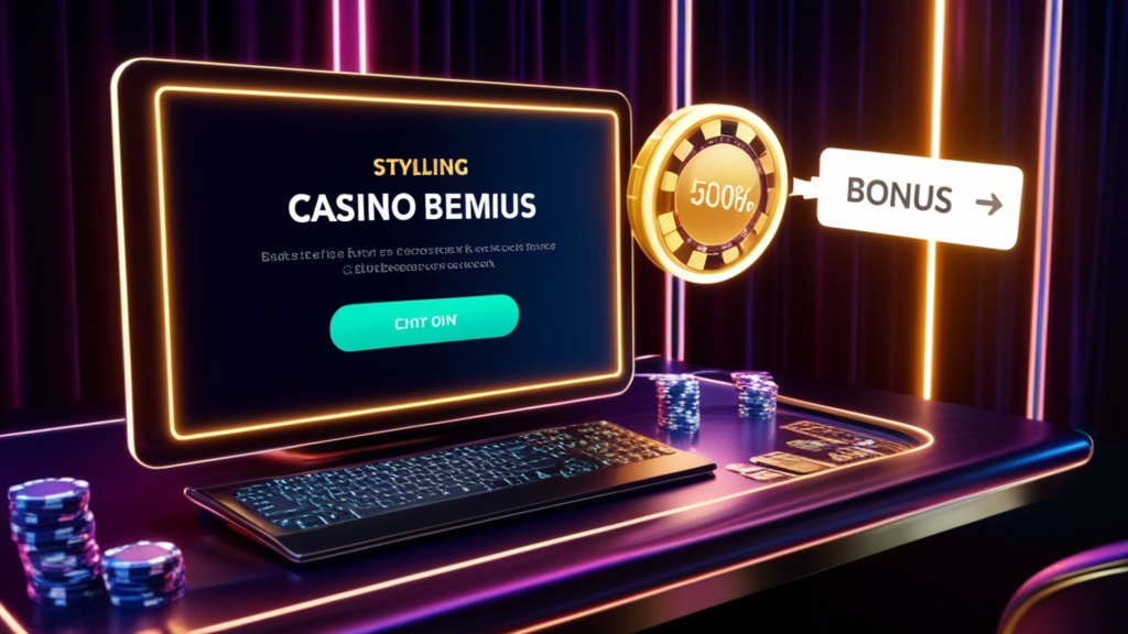 Bonuscode en voucher invoeren op een casino-pagina met donkere neonverlichting