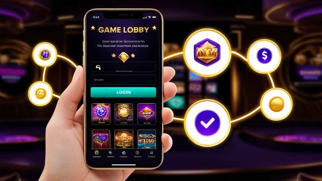Mobiele app-login en functie-iconen op een smartphone