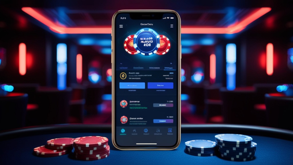 Smartphone met app in een donkere casino-omgeving